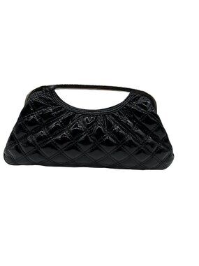 Express Black Quilted Patent Faux Leather Clutch Bag